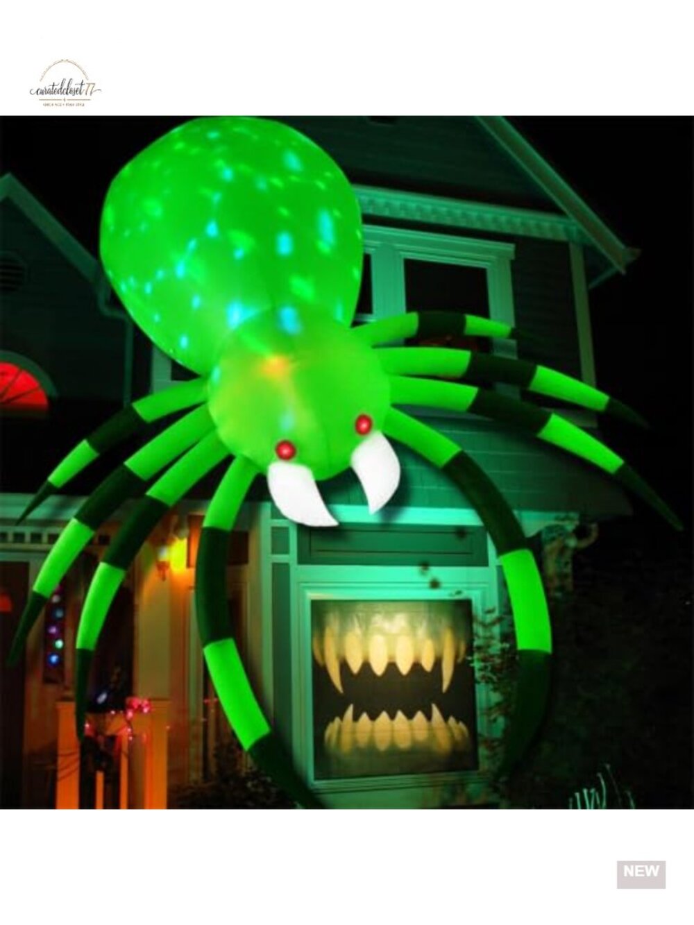 12ft Halloween Inflatable Spider with LED Lights - Outdoor Yard Decoration